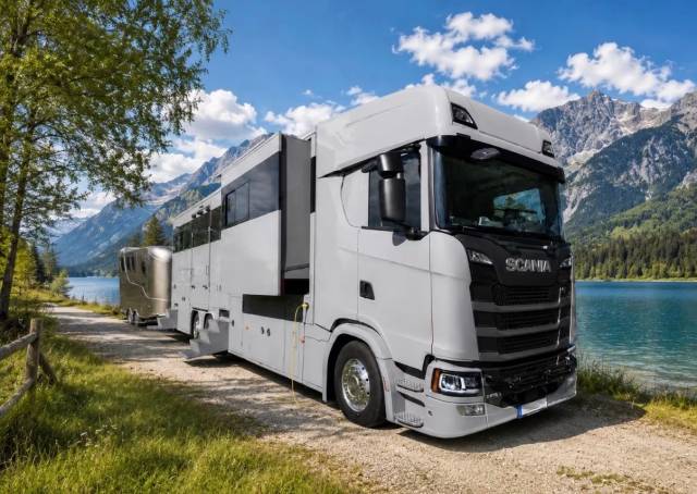 Cami&oacute;n para caballos HTI SCANIA S450 HTI PROFESSIONAL DOUBLE POP OUT & POP  2023 De segunda mano