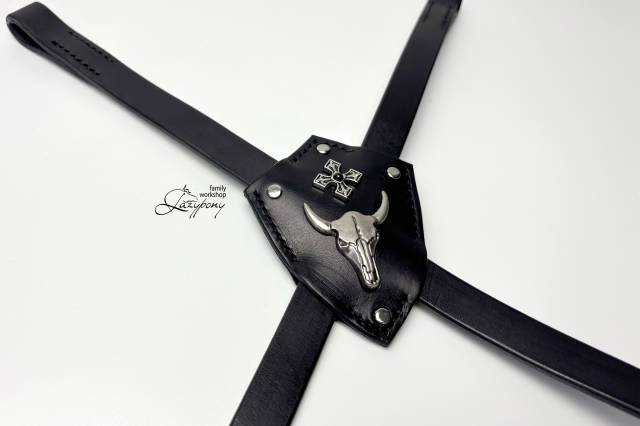 X frontalera de cuero Gothic Lazypony, X browband 