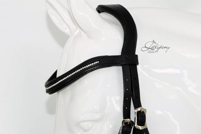 Frontalera de perlas blancas de cuero Lazypony 