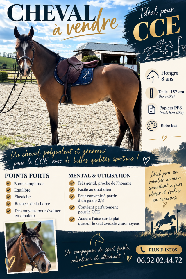 Caballo castrado PFS Poni Fran&ccedil;&eacute;s de Silla En venta 2019 Bayo